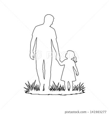 father and daughter outline holding hands family love bonding and parenting concept isolated on white background father and daughter outline holding hands family love bonding and parenting concept isolated on white background 141983277