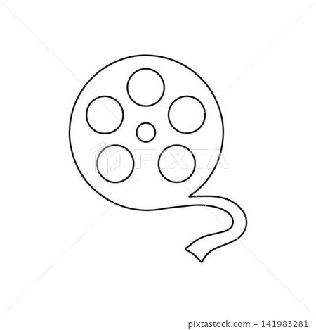 film reel outline black cinema media icon on white background film reel outline black cinema media icon on white background 141983281
