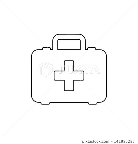 first aid kit outline medical box isolated on white background first aid kit outline medical box isolated on white background 141983285