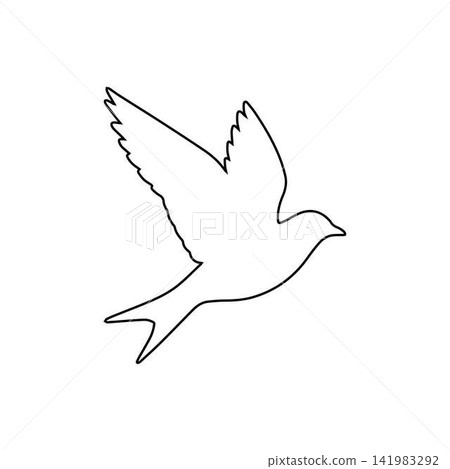 flying bird outline isolated on white background 141983292