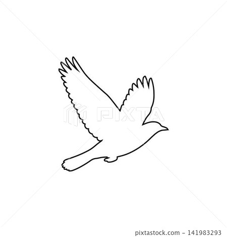 flying bird outline wildlife animal isolated on white background flying bird outline wildlife animal isolated on white background 141983293
