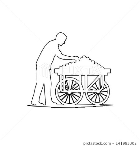 fruit seller cart outline icon man market vendor illustration fruit seller cart outline icon man market vendor illustration 141983302