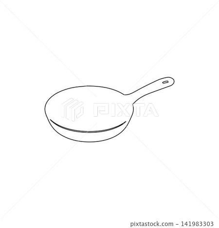 frying pan outline isolated on white background frying pan outline isolated on white background 141983303