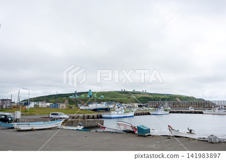 Esanbaku fishing port and fishing boats near Cape Nosappu, Wakkanai City, Hokkaido 141983897