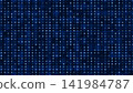 Futuristic dark blue digital background with grid matrix pattern glowing blue dots and transparent rounded squares, big data cyber network technology presentation wallpaper design 141984787