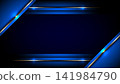 Luxury abstract background with dark blue background, golden metallic geometric lines, and glowing blue neon light frames, corporate presentation design, banner, certificate frame 141984790