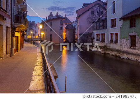 Historic Street in Annecy, France at Blue Hour Historic Street in Annecy, France at Blue Hour 141985473