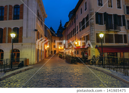 Historic Street in Annecy, France at Blue Hour Historic Street in Annecy, France at Blue Hour 141985475
