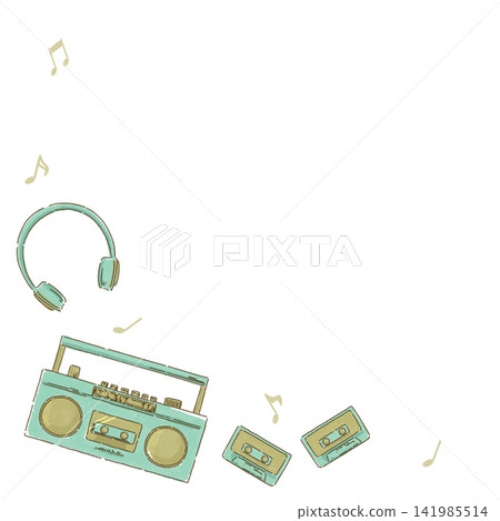 復古手提音響與卡帶框架 141985514