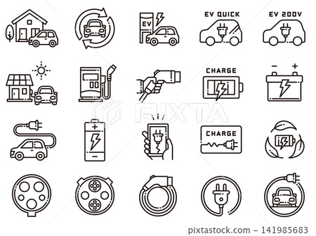 HV/EV Icon 01: Hybrid and Electric Vehicles Icon HV/EV Icon 01: Hybrid and Electric Vehicles Icon 141985683