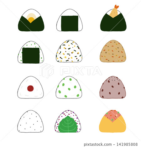 各種飯糰的插圖 各種飯糰的插圖 141985808