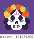 Sugar skull with floral crown  141985809