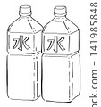 An illustration of water in a plastic bottle (hand-drawn) 141985848