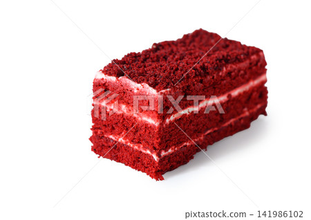 Delightful layers of red velvet cake bringing joy and sweetness to a special occasion Delightful layers of red velvet cake bringing joy and sweetness to a special occasion 141986102