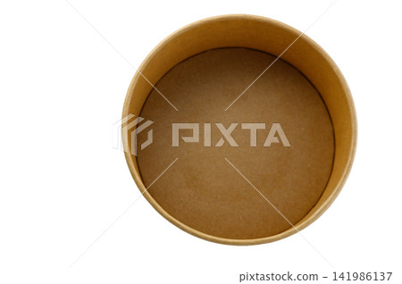 Top-Down Overhead View of an Empty Brown Kraft Paper Bowl Isolated on White Top-Down Overhead View of an Empty Brown Kraft Paper Bowl Isolated on White 141986137