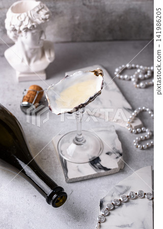 Champagne glass from oyster sea shell Champagne glass from oyster sea shell 141986205