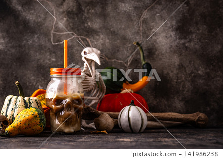 Halloween autumn drink spicy pumpkin latte Halloween autumn drink spicy pumpkin latte 141986238