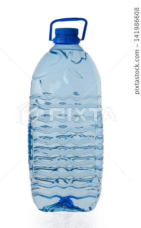 Large plastic water bottle with handle isolated on white background Large plastic water bottle with handle isolated on white background 141986608