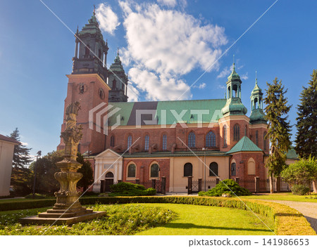 Cathedral on Ostrow Tumski in Poznan, Poland Under Blue Sky Cathedral on Ostrow Tumski in Poznan, Poland Under Blue Sky 141986653