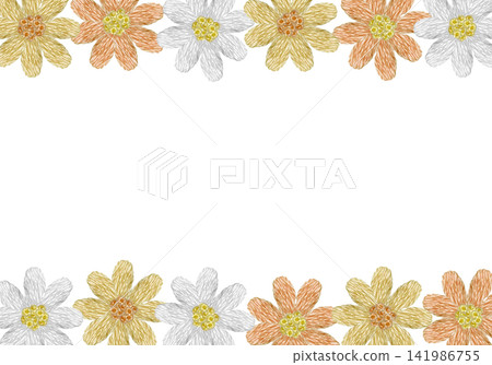 [Flower Horizontal Frame] Hand Embroidery Illustration Material 141986755