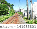 Railway tracks as seen from inside a level crossing in Boso. 141986801
