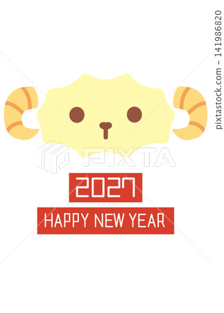 Simple sheep New Year's card for 2027 Simple sheep New Year's card for 2027 141986820