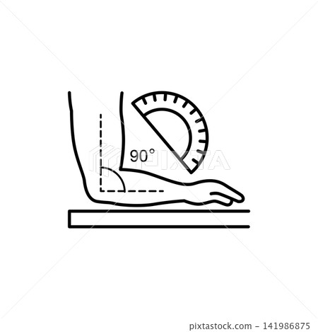 Minimal line icon depicting the correct ninety degree elbow joint angle for ergonomic desk work position.
Minimal line icon depicting the correct ninety degree elbow joint angle for ergonomic desk work position.
141986875