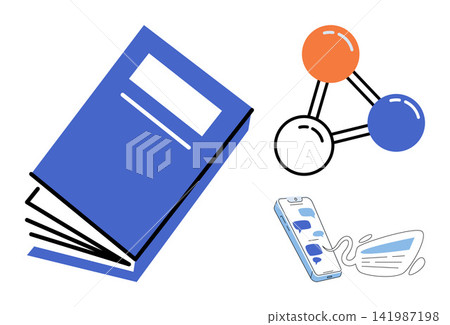 Education and digital communication icons set vector illustration. E-learning, social networking, mobile technology, knowledge sharing, academic research, remote connectivity. Study materials Education and digital communication icons set vector illustration. E-learning, social networking, mobile technology, knowledge sharing, academic research, remote connectivity. Study materials 141987198