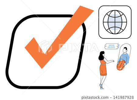 Social welfare and global support concept vector illustration. Humanitarian aid, international charity, community assistance, public services, global relief, volunteer work. Worldwide help Social welfare and global support concept vector illustration. Humanitarian aid, international charity, community assistance, public services, global relief, volunteer work. Worldwide help 141987928