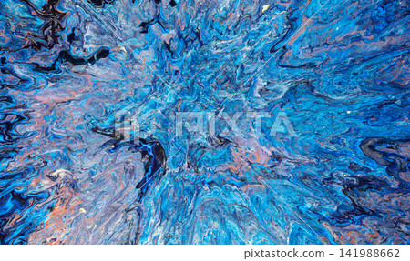 Abstract blue fluid paint explosion with marbled texture and dynamic radial flow Abstract blue fluid paint explosion with marbled texture and dynamic radial flow 141988662