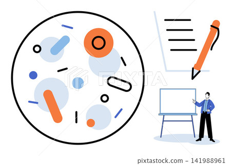 Microbiology research and scientific analysis vector illustration. Laboratory testing, medical study, biology education, clinical experiment, data observation, academic project. Science analysis Microbiology research and scientific analysis vector illustration. Laboratory testing, medical study, biology education, clinical experiment, data observation, academic project. Science analysis 141988961