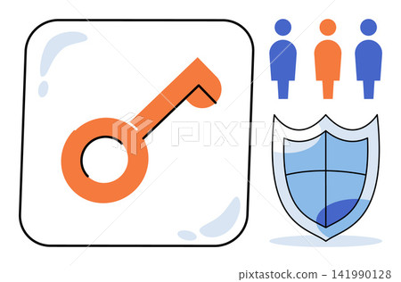 Key shield and user group icons vector illustration. Data protection, digital security, access control, privacy policy, account safety, identity management. Password protection symbols Key shield and user group icons vector illustration. Data protection, digital security, access control, privacy policy, account safety, identity management. Password protection symbols 141990128