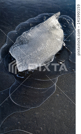 Natural Ice Formation on a Frozen River Surface Natural Ice Formation on a Frozen River Surface 141990159