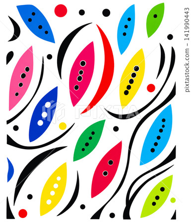 Abstract Colorful Geometric Leaf Pattern Background Abstract Colorful Geometric Leaf Pattern Background 141990443