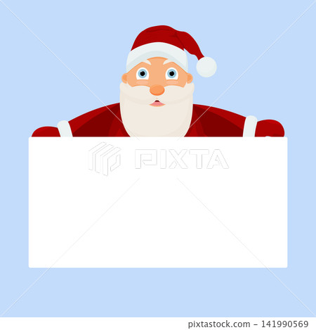 Santa Claus with signboard. Santa Claus is holding white poster. Santa Claus with signboard. Santa Claus is holding white poster. 141990569