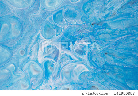 Blue marble fluid texture with swirling cyan and turquoise patterns, soft white veins and gray accents Blue marble fluid texture with swirling cyan and turquoise patterns, soft white veins and gray accents 141990898
