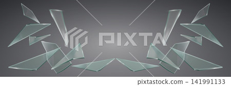 Flying glass pieces symbolizing destruction, damage, and fragility Flying glass pieces symbolizing destruction, damage, and fragility 141991133