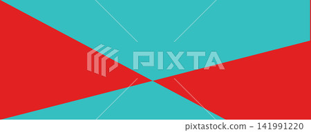 Abstract geometric composition of intersecting triangles: a large red one at the bottom left, turquoise shapes at the top right 141991220