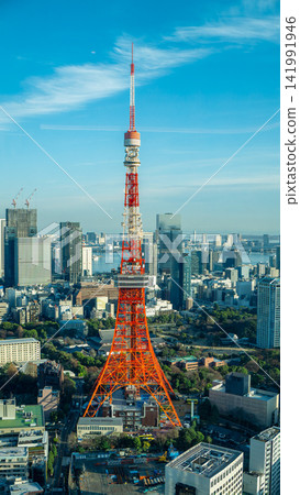 Tokyo Tower and Tokyo City Skyline on a Clear Day Tokyo Tower and Tokyo City Skyline on a Clear Day 141991946