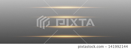 Golden light streaks creating transparent glowing lines, abstract lens flare effect Golden light streaks creating transparent glowing lines, abstract lens flare effect 141992144
