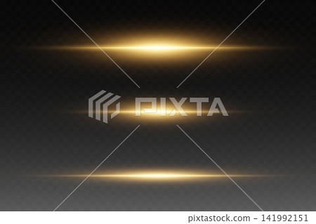 Golden light flares illuminating dark transparent background with glowing streaks Golden light flares illuminating dark transparent background with glowing streaks 141992151