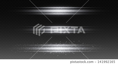 Horizontal light streaks creating a dynamic overlay element with bright sparkles Horizontal light streaks creating a dynamic overlay element with bright sparkles 141992165