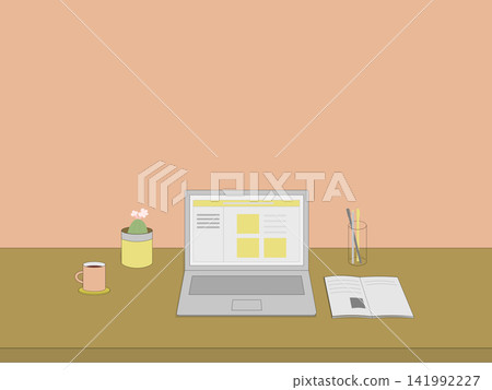 Background image featuring a computer and a cactus. Background image featuring a computer and a cactus. 141992227
