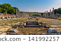 Ancient Colonnaded Main Street at the Perge archaeological site in Antalya, Turkey 141992257