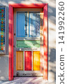 Colorful vintage wooden door in the historic Kaleici district of Antalya, Turkey 141992260