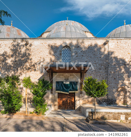 Architectural exterior of the historic Tekeli Mehmet Pasa Mosque in Antalya, Turkey Architectural exterior of the historic Tekeli Mehmet Pasa Mosque in Antalya, Turkey 141992261