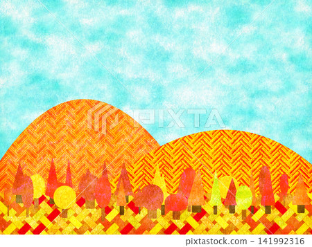 日式圖案秋葉山背景 日式圖案秋葉山背景 141992316