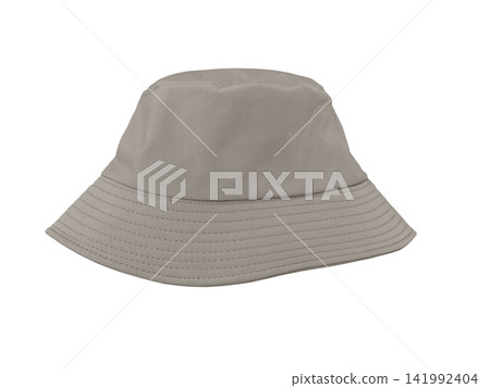 A sophisticated grey bucket hat on a white background. A sophisticated grey bucket hat on a white background. 141992404