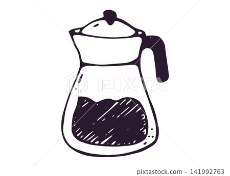 Simple coffee mug with latte swirl on top, hand drawn doodle style with bold ink outline, isolated on white background, for sticker, clipart, cafe menu, print, textile design. Simple coffee mug with latte swirl on top, hand drawn doodle style with bold ink outline, isolated on white background, for sticker, clipart, cafe menu, print, textile design. 141992763
