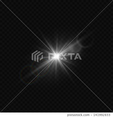White glowing light lens flare effect creating a starburst on a transparent background White glowing light lens flare effect creating a starburst on a transparent background 141992833